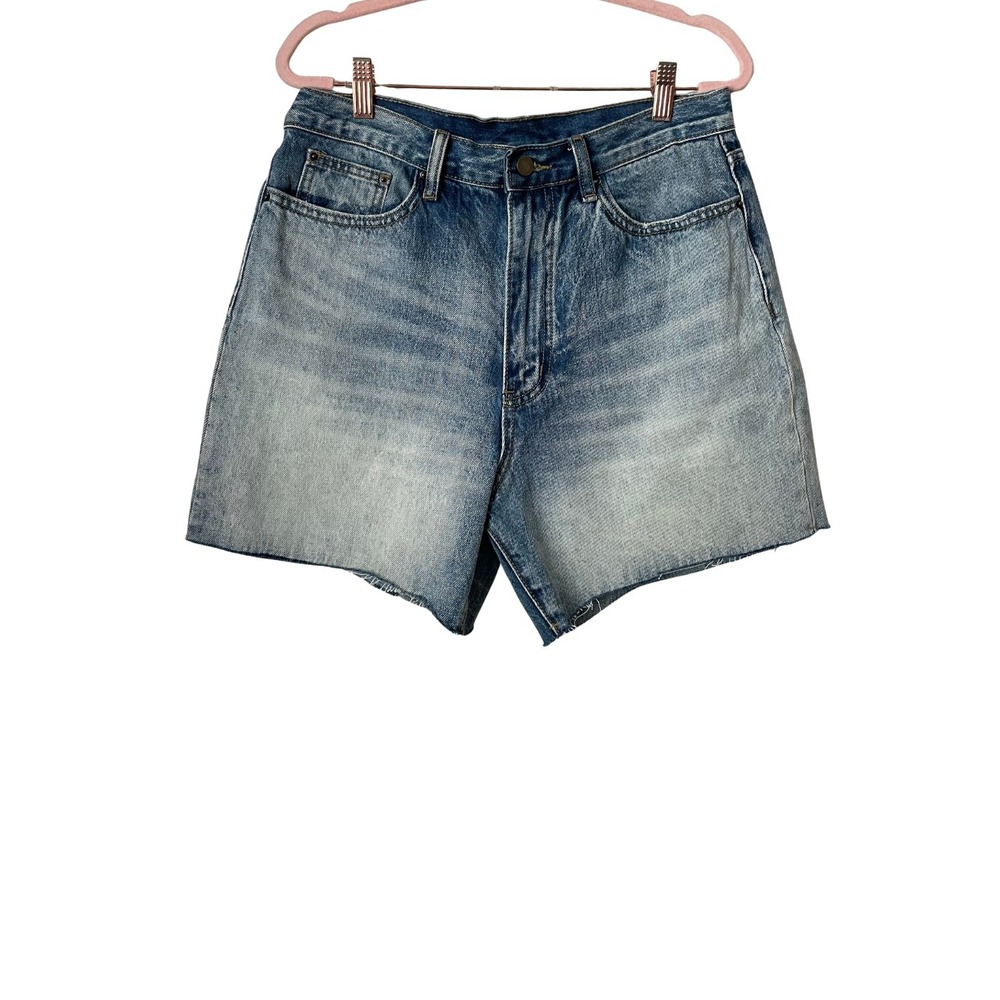 mnml Shorts Mens Size 30 Blue Light Wash Denim Raw Hem Streetwear Cotton Grunge